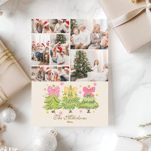 Cartes Pour Fêtes Annuelles 6 Photo Bright Ribbon Trees Famille de vacances