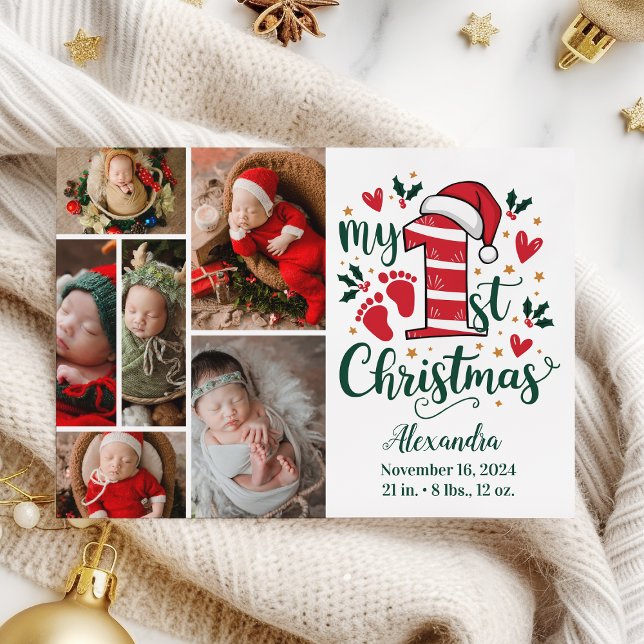 Cartes Pour Fêtes Annuelles 6 Photo Candy Cane Baby 1st Christmas (Créateur téléchargé)