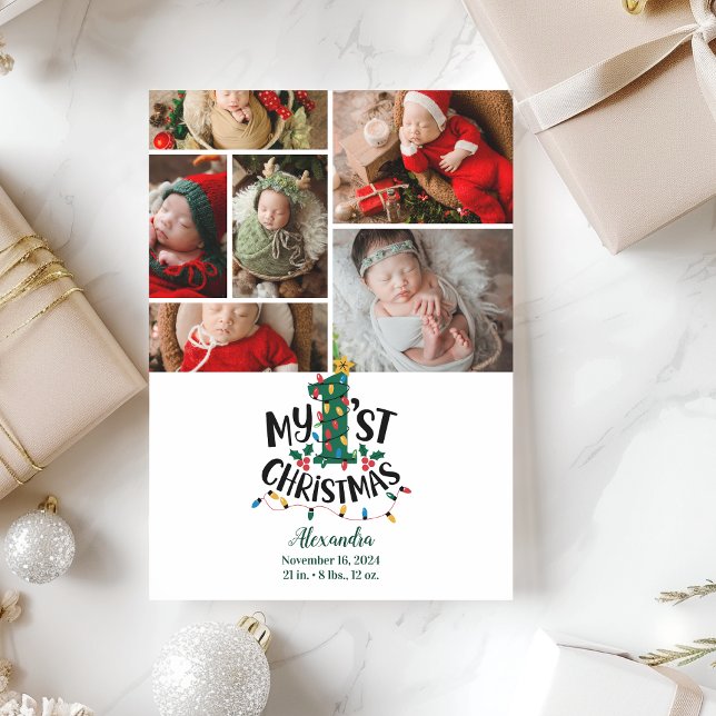 Cartes Pour Fêtes Annuelles 6 Photo Christmas Tree Lights First Christmas (Créateur téléchargé)