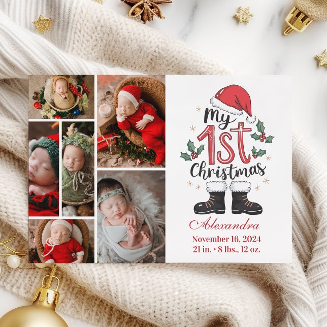 Cartes Pour Fêtes Annuelles 6 Photo Cute Père Noël Baby 1er Noël (Créateur téléchargé)