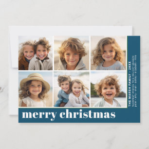 Cartes Pour Fêtes Annuelles 6 Photo Décalage - Joyeux Noël - Bleu