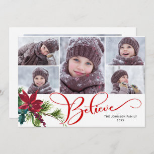 Cartes Pour Fêtes Annuelles 6 Photo Elegant Poinsettia Noël CROIRE