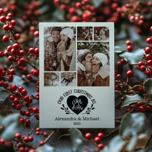 Cartes Pour Fêtes Annuelles 6 Photo Heart Premier Noël en tant que M. et Mme