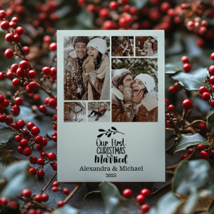 Cartes Pour Fêtes Annuelles 6 Photo Minimaliste Notre Premier Noël Mariés