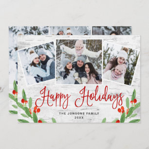 Cartes Pour Fêtes Annuelles 6 PHOTO Noël Rustic Birch Bark Salutation