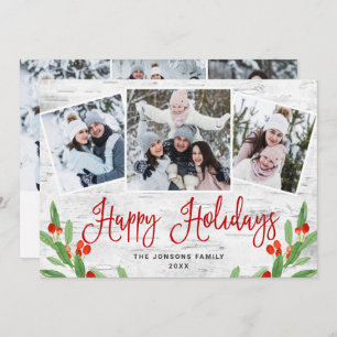 Cartes Pour Fêtes Annuelles 6 PHOTO Noël Rustic Birch Bark Salutation