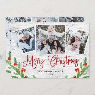 Cartes Pour Fêtes Annuelles 6 PHOTO Noël Rustic Birch Bark Salutation
