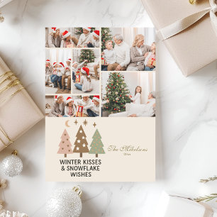Cartes Pour Fêtes Annuelles 6 Photo Rétro Baisers d'Hiver et Vœux de Flocon de
