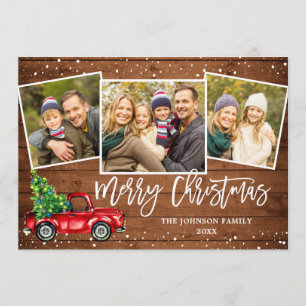 Cartes Pour Fêtes Annuelles 6 PHOTO Retro Noël Camion Rouge Voiture rustique
