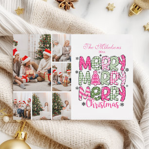 Cartes Pour Fêtes Annuelles 6 Photo Rose Vert Joyeux Noël Fêtes