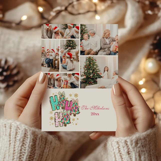 Cartes Pour Fêtes Annuelles 6 Photo Whimssical Ho Ho Famille de Noël (Créateur téléchargé)