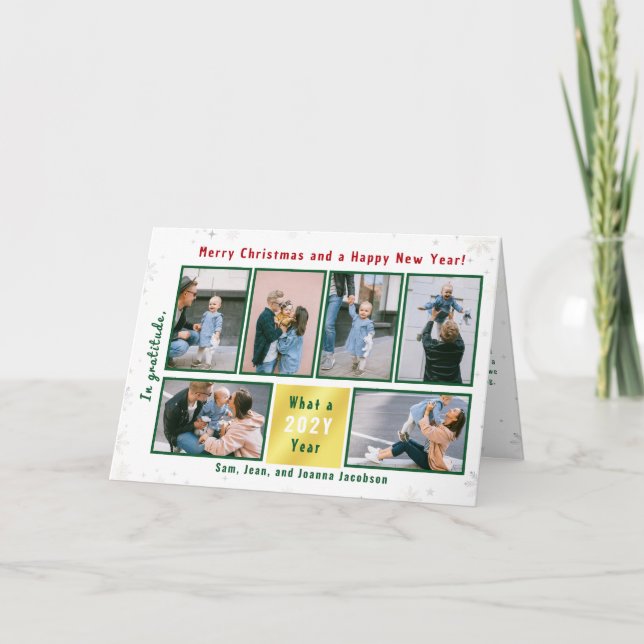 Cartes Pour Fêtes Annuelles 6 Photos Collage Lettre mignonne Élégante Personna (Devant)