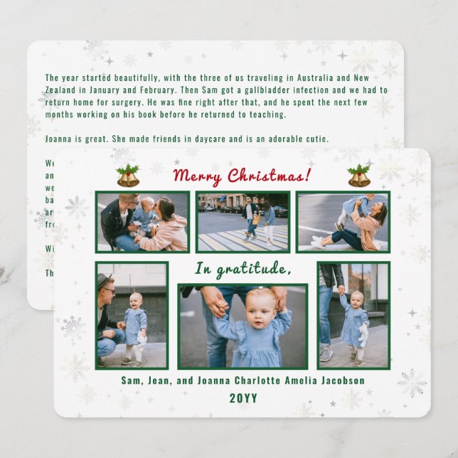 Cartes Pour Fêtes Annuelles 6 Photos Collage Lettre mignonne Élégante Personna (Devant / Derrière)