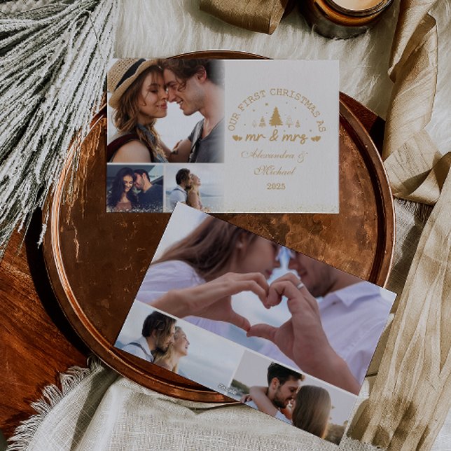 Cartes Pour Fêtes Annuelles 6 Photos Premier Noël comme M. et Mme or (Créateur téléchargé)