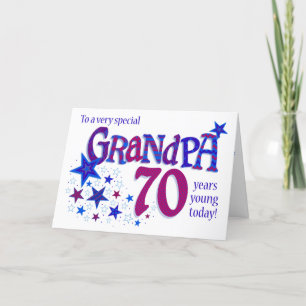 Cartes Pour Fêtes Annuelles 70e anniversaire de grand-père Word Art avec la ca