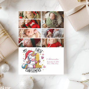 Cartes Pour Fêtes Annuelles 7 Photo 1ère Noël Bébé Licorne Rose Or