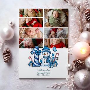 Cartes Pour Fêtes Annuelles 7 Photo Blue Snowman Premier Noël