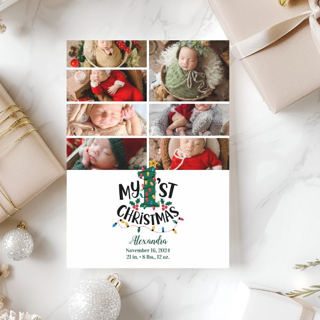 Cartes Pour Fêtes Annuelles 7 Photo Christmas Tree Lights First Christmas (Créateur téléchargé)
