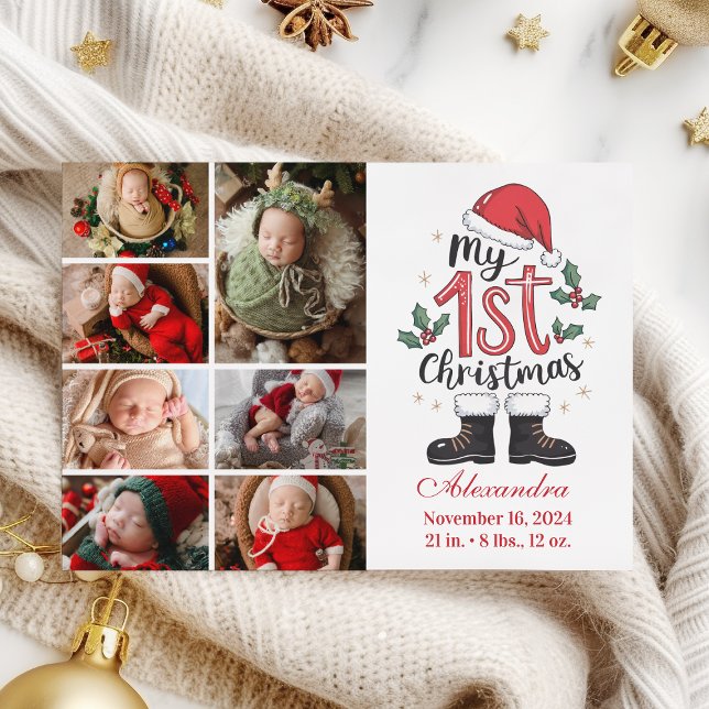 Cartes Pour Fêtes Annuelles 7 Photo Cute Père Noël Baby 1er Noël (Créateur téléchargé)