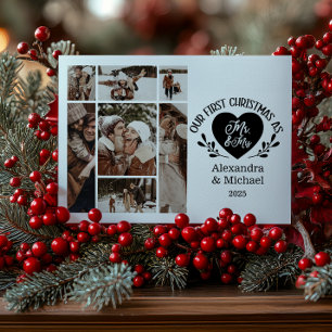 Cartes Pour Fêtes Annuelles 7 Photo Heart First Christmas en tant que Mr & Mrs