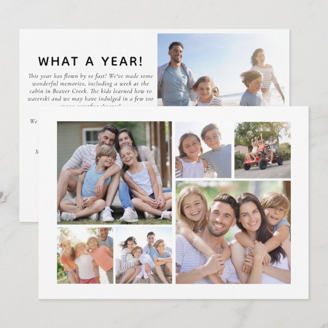 Cartes Pour Fêtes Annuelles 7 Photo Holiday Card | Quelle année ! (Devant / Derrière)