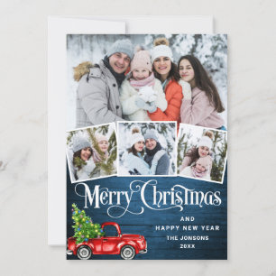 Cartes Pour Fêtes Annuelles 7 Photo Joyeux Camion de la ferme rouge Noël