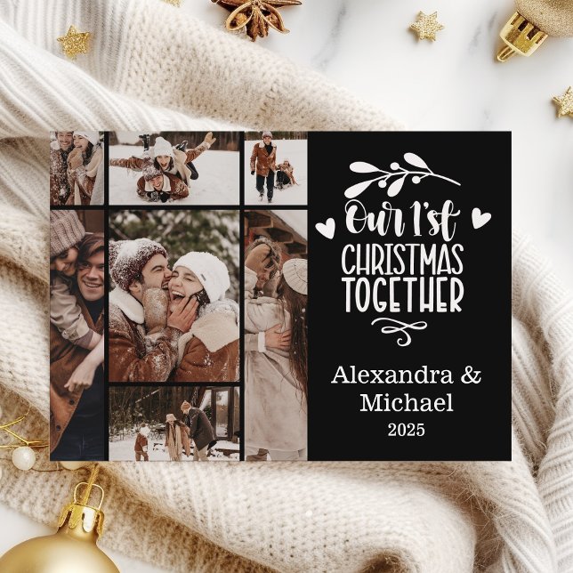 Cartes Pour Fêtes Annuelles 7 Photo Minimalist First Christmas Together (Créateur téléchargé)
