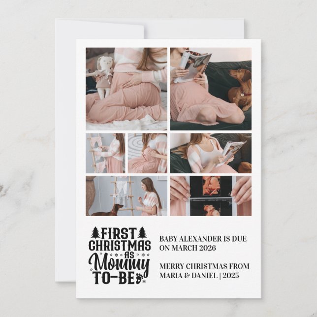 Cartes Pour Fêtes Annuelles 7 Photo Mommy to be Christmas Pregancy (Devant)