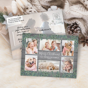 Cartes Pour Fêtes Annuelles 7 Photo Noël Vert et gris rustique Bois