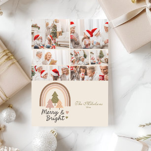 Cartes Pour Fêtes Annuelles 7 Photo Retro Rainbow Merry & Bright