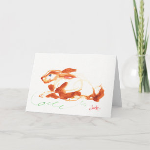 Cartes Pour Fêtes Annuelles 7" x 5" Bunny Greeting Card, White Envelopes inc.