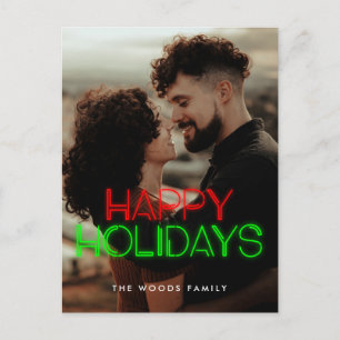 Cartes Pour Fêtes Annuelles 80s rétro néon lumières Happy Holidays photo