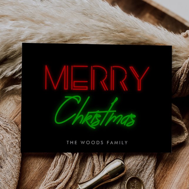 Cartes Pour Fêtes Annuelles 80s rétro néon lumières Joyeux Noël (Créateur téléchargé)