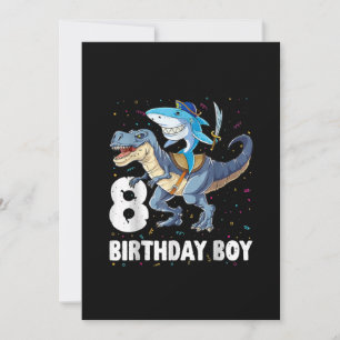 Cartes Pour Fêtes Annuelles 8 ans, 8e anniversaire Garçon requin Dinosaure Pri