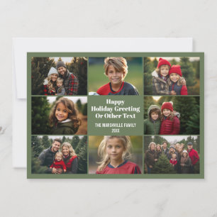 Cartes Pour Fêtes Annuelles 8 Collage de photos - Grille simple - Vert olive