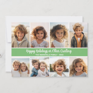 Cartes Pour Fêtes Annuelles 8 Collage de photos sur fond vert Matcha avec écri