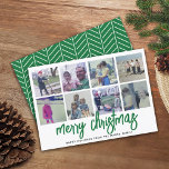 Cartes Pour Fêtes Annuelles 8 Collage photo - Joyeux Motif vert de Noël<br><div class="desc">Utilisez huit photos carrés et faites un accueil unique et branché Joyeux Noël avec un simple motif au dos. Si vous avez besoin de déplacer quelque chose,  cliquez sur le bouton personnaliser pour apporter des modifications.</div>