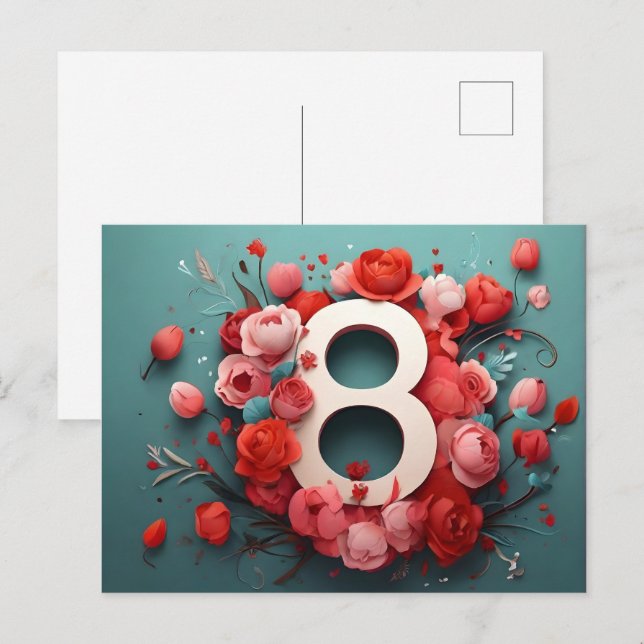 Cartes Pour Fêtes Annuelles 8 mars (Devant / Derrière)