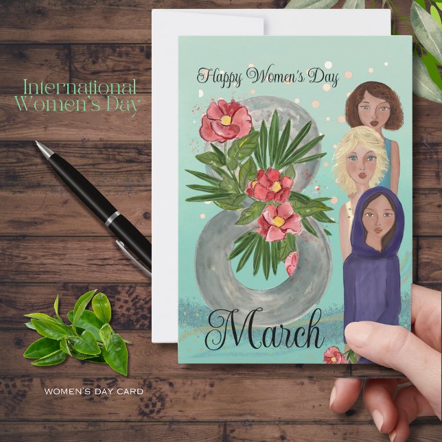 Cartes Pour Fêtes Annuelles 8 mars Journée internationale de la femme (March 8th International Women's Day Holiday Card)