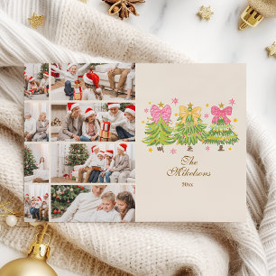 Cartes Pour Fêtes Annuelles 8 Photo Bright Ribbon Trees Famille de vacances