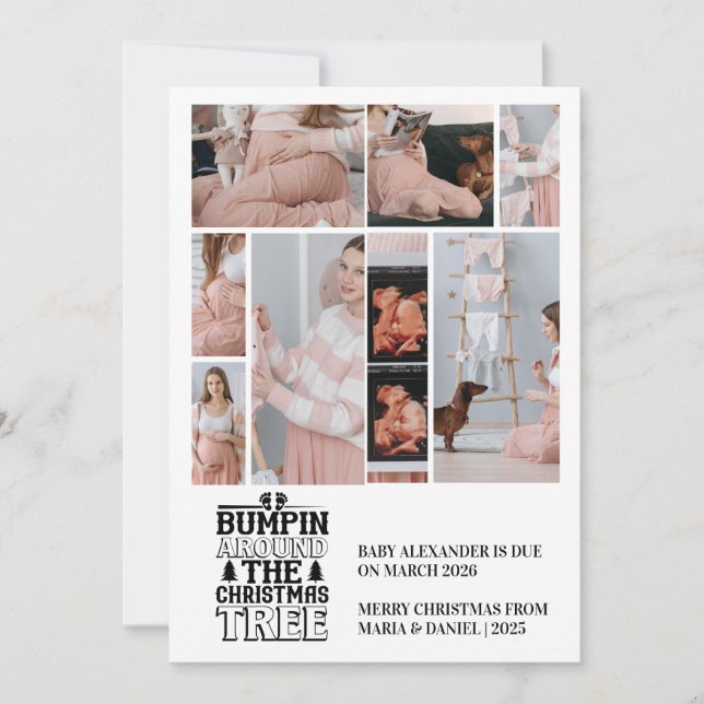 Cartes Pour Fêtes Annuelles 8 Photo Christmas Tree Pregnancy Announcement (Devant)