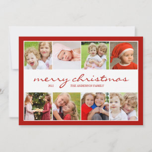 Cartes Pour Fêtes Annuelles 8 Photo Collage de vacances Photocard - Rouge