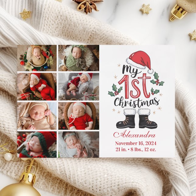 Cartes Pour Fêtes Annuelles 8 Photo Cute Santa Baby 1st Christmas (Créateur téléchargé)