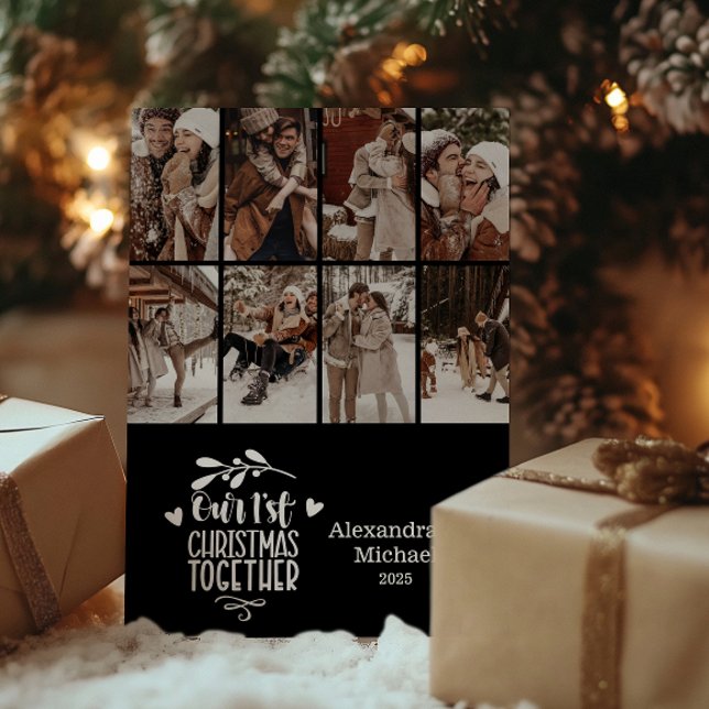 Cartes Pour Fêtes Annuelles 8 Photo Minimalist First Christmas Together (Créateur téléchargé)