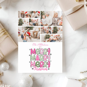 Cartes Pour Fêtes Annuelles 8 Photo Rose Vert Joyeux Noël Vacances