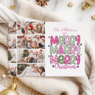 Cartes Pour Fêtes Annuelles 8 Photo Rose Vert Joyeux Noël Vacances