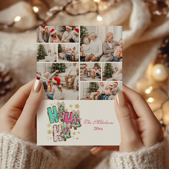 Cartes Pour Fêtes Annuelles 8 Photo Whimssical Ho Ho Famille de Noël (Créateur téléchargé)