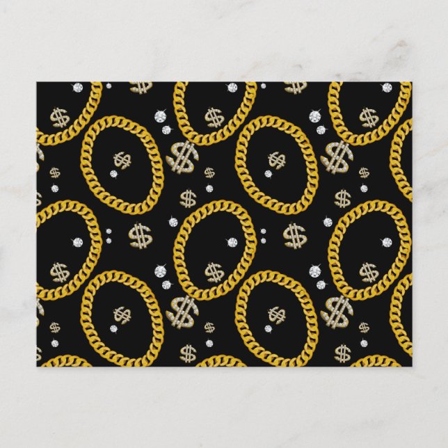 Cartes Pour Fêtes Annuelles  90's Hip Hop Rap Music Gold Cuban Link Chain (Devant)