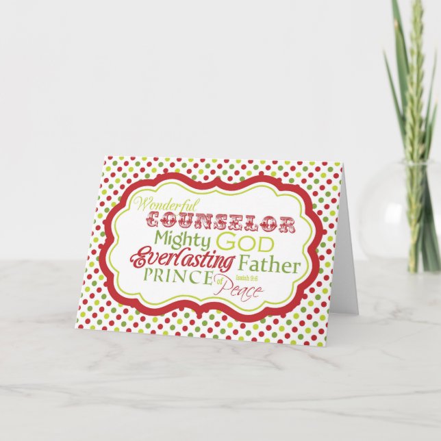 Cartes Pour Fêtes Annuelles 9:6 de Carte-Isaïe de Noël de vers d'écriture (Devant)