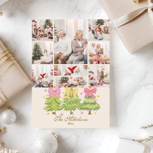 Cartes Pour Fêtes Annuelles 9 Photo Bright Ribbon Trees Famille de vacances